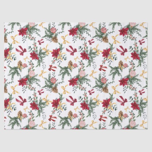 Elegant Christmas Botanical Greenery Pattern 薄葉紙 (正面)