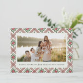 Elegant Christmas Botanical Plaid シーズンカード (スタンド正面)