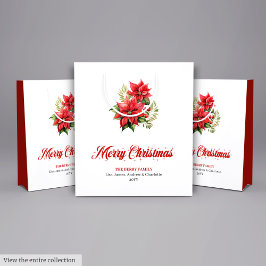 Elegant Christmas Bouquet Script Font Gift Bag ミディアムペーパーバッグ