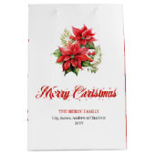 Elegant Christmas Bouquet Script Font Gift Bag ミディアムペーパーバッグ (正面)