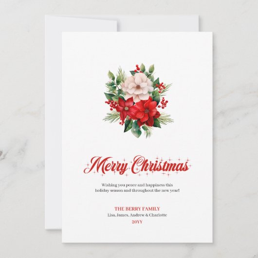 Elegant Christmas Bouquet Script Font Greeting シーズンカード (正面)