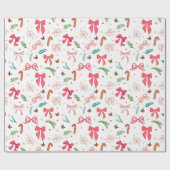 Elegant Christmas bow and candy pattern ラッピングペーパー (フラット)