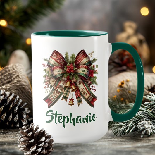 Elegant Christmas Bow Mug Gift マグカップ