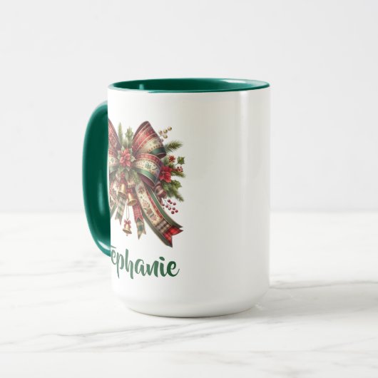 Elegant Christmas Bow Mug Gift マグカップ (正面左)