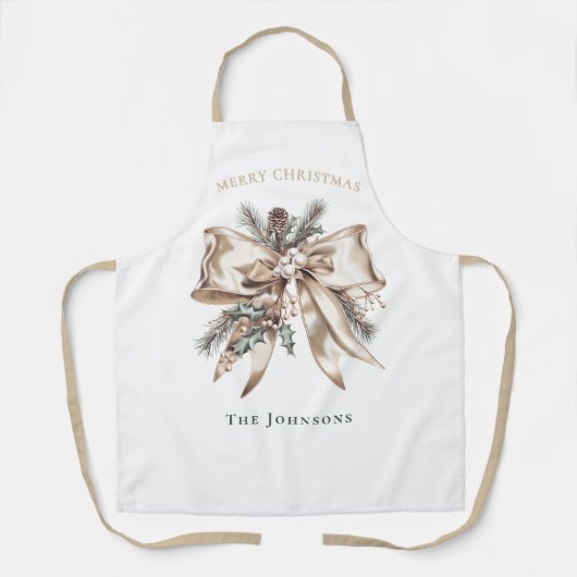 Elegant Christmas Bow Personalized  エプロン (正面)
