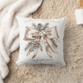 Elegant Christmas Bow Personalized Pillow クッション (ブランケット)