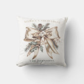 Elegant Christmas Bow Personalized Pillow クッション (正面)