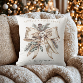 Elegant Christmas Bow Personalized Pillow クッション
