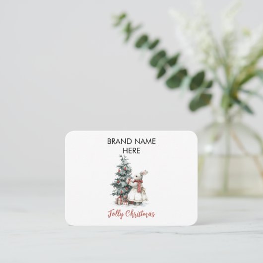 Elegant Christmas Business Card | Your Brand Name 名刺 (スタンド正面)