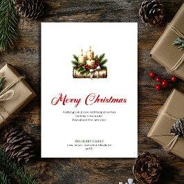Elegant Christmas candles rustic pine design card シーズンカード