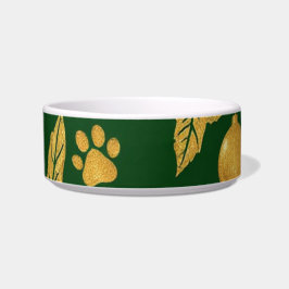 Elegant Christmas Cat Bowl – Gold & Green Festive ボウル