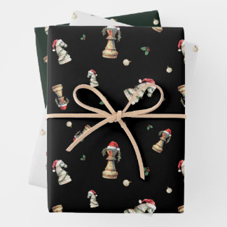 Elegant Christmas Chess Wrapping Paper Sheets ラッピングペーパーシート