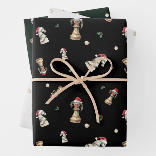 Elegant Christmas Chess Wrapping Paper Sheets ラッピングペーパーシート (インサイチュ)