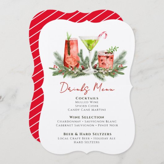 Elegant Christmas Cocktail Party Festive Drinks メニュー (正面/裏面)