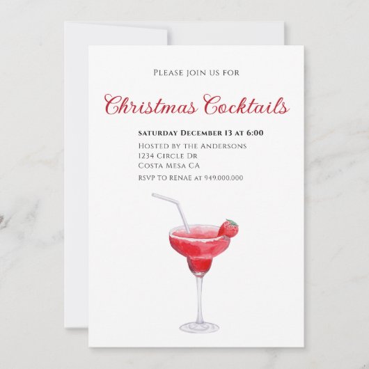 Elegant Christmas Cocktail Party Invitation 招待状 (正面)