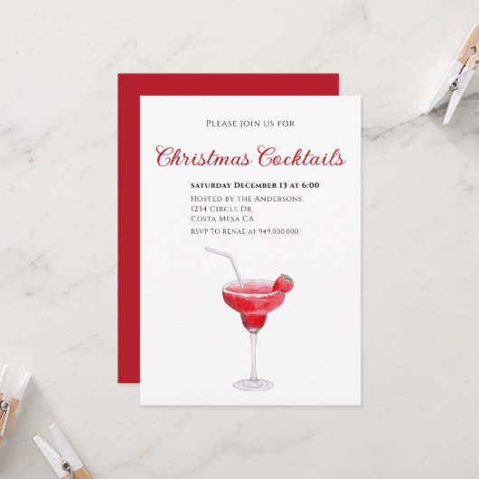 Elegant Christmas Cocktail Party Invitation 招待状 (正面/裏面インサイチュ)