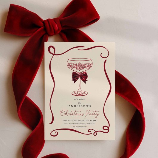Elegant Christmas Cocktail Party Invitation 招待状