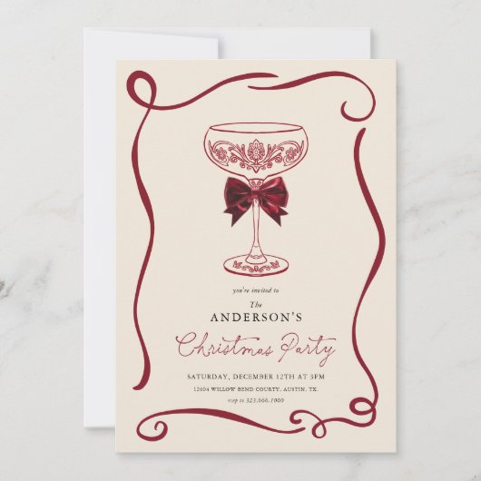 Elegant Christmas Cocktail Party Invitation 招待状 (正面)