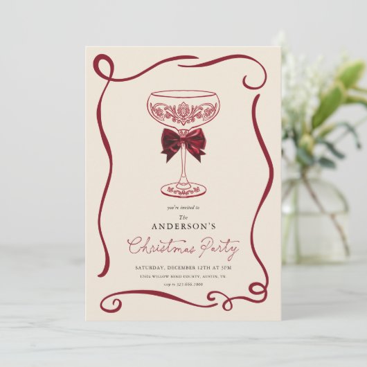 Elegant Christmas Cocktail Party Invitation 招待状 (スタンド正面)