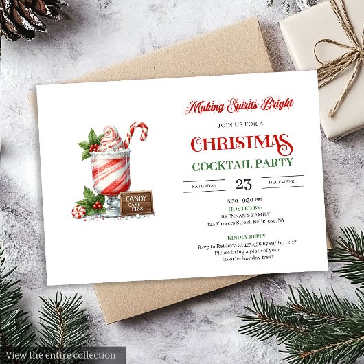 Elegant Christmas Cocktails Party printable invite 招待状