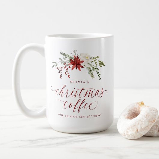 Elegant Christmas Coffee with a Shot Gift for Her コーヒーマグカップ (ドーナツ)