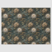 Elegant Christmas Dark Green and White Floral 薄葉紙 (正面)