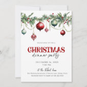 Elegant Christmas dinner Holiday party Invitation 招待状 (正面)