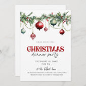 Elegant Christmas dinner Holiday party Invitation 招待状 (正面/裏面)