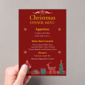 Elegant Christmas Dinner Menu | Classic Red & Gold アクリル招待状 (インサイチュ (ポータブル))