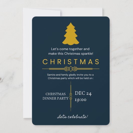 : Elegant Christmas Dinner Party Invitation 招待状 (正面)