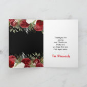 Elegant Christmas Dinner Party Red Flowers サンキューカード (内部)