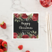Elegant Christmas Dinner Party Red Flowers スタンダードカクテルナプキン (インサイチュ)