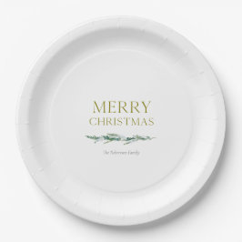 Elegant Christmas Evergreen Personalized  ペーパープレート