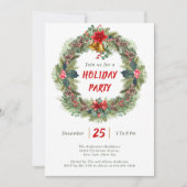 Elegant Christmas Festive Wreath Holiday Party 招待状 (正面)