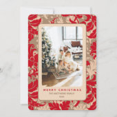 Elegant Christmas Floral Custom Photo シーズンカード (正面)