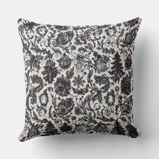 Elegant Christmas floral ornament pattern design クッション (裏面)