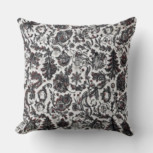 Elegant Christmas floral ornament pattern design クッション (正面)