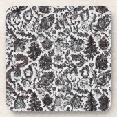 Elegant Christmas floral ornament pattern design コースター (正面)