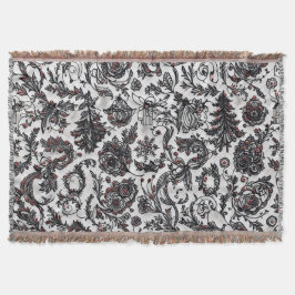 Elegant Christmas floral ornament pattern design スローブランケット
