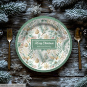 Elegant Christmas Floral Paper Plates Pastel Charm ペーパープレート