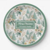 Elegant Christmas Floral Paper Plates Pastel Charm ペーパープレート (正面)