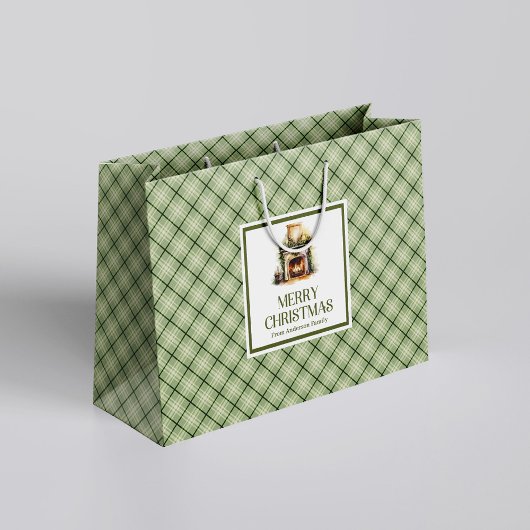 Elegant Christmas Gift Bag Neutral Nordic Aestheti ラージペーパーバッグ