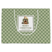 Elegant Christmas Gift Bag Neutral Nordic Aestheti ラージペーパーバッグ (正面)