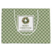 Elegant Christmas Gift Bag Nordic Pastel Palette ラージペーパーバッグ (正面)