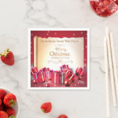 Elegant Christmas Gift Boxes Red Silver Holiday スタンダードカクテルナプキン (インサイチュ)