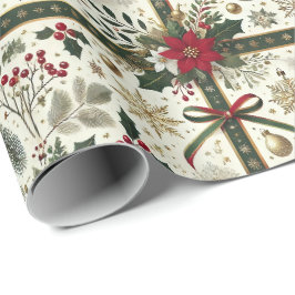Elegant Christmas Gift Wrap with Snowflakes ラッピングペーパー