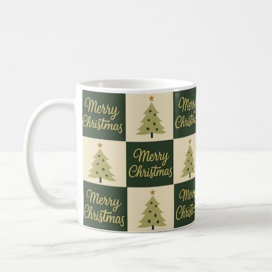 Elegant Christmas Gold & Green Design コーヒーマグカップ (左)