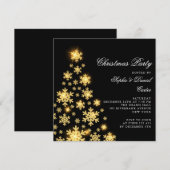 Elegant Christmas gold tree 招待状 (正面/裏面)