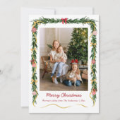 Elegant Christmas Greenery Garland & Bows 1 Photo シーズンカード (正面)