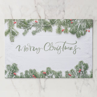 Elegant Christmas Greenery Paper Placemat ペーパーパッド